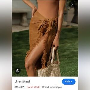 Jenni Kayne Tan Linen Shawl-Wrap with Fringe